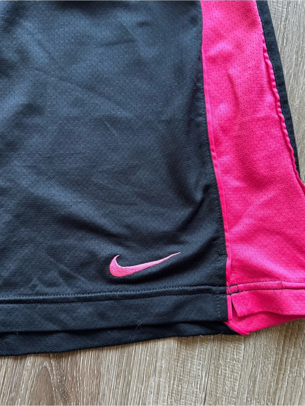 Nike Women's Black Shorts with Hot Pink Side Panels